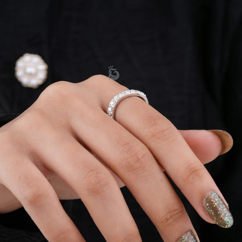 2.60MM Curved Wedding Band, 10K/14K White Gold Stacking Ring for Women