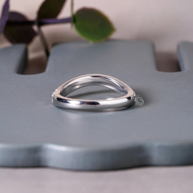 2.60MM Curved Wedding Band, 10K/14K White Gold Stacking Ring for Women