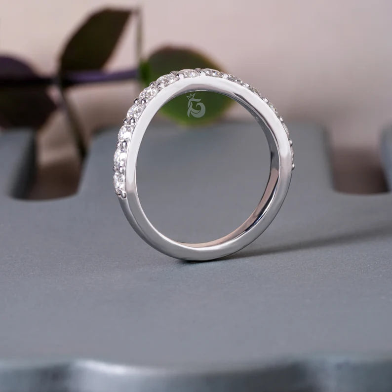 2.60MM Curved Wedding Band, 10K/14K White Gold Stacking Ring for Women