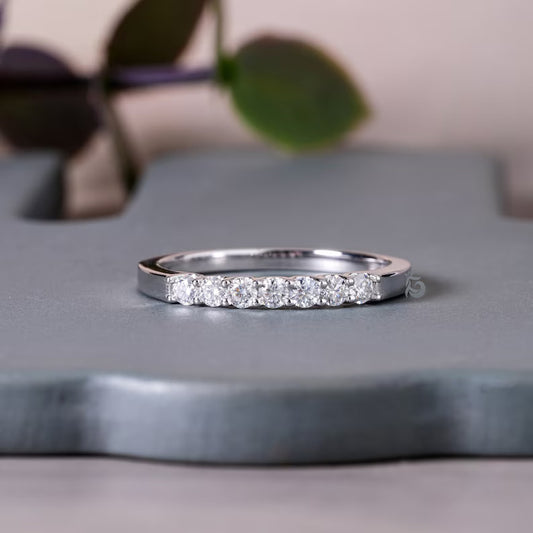 2.20MM Seven Stone Moissanite Band, Dainty Matching Ring for Engagement