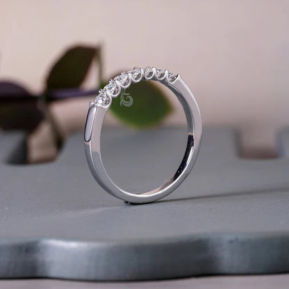 2.20MM Seven Stone Moissanite Band, Dainty Matching Ring for Engagement