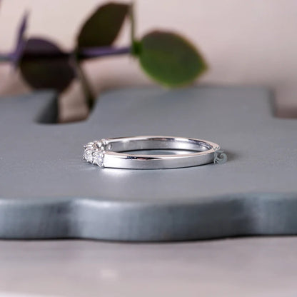 2.20MM Seven Stone Moissanite Band, Dainty Matching Ring for Engagement