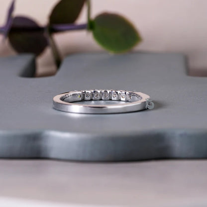 2.20MM Seven Stone Moissanite Band, Dainty Matching Ring for Engagement