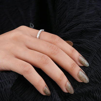2.20MM Seven Stone Moissanite Band, Dainty Matching Ring for Engagement