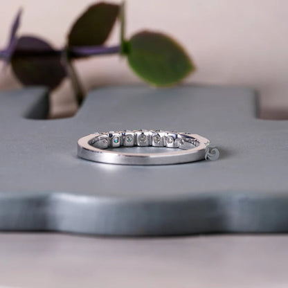 2.5MM 7 Stone Moissanite Band, 950 Platinum Wedding Ring for Her