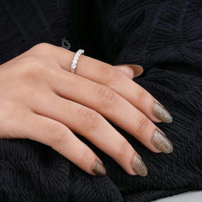2.5MM 7 Stone Moissanite Band, 950 Platinum Wedding Ring for Her
