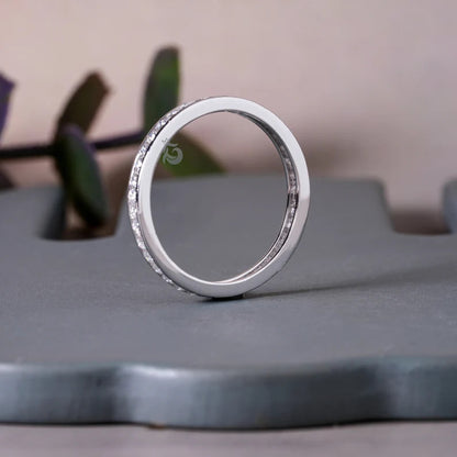 1.50MM Round Moissanite Full Eternity Band, Channel Set Wedding Ring, Stacking Band for Women