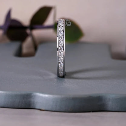 1.90MM Round Moissanite Full Eternity Band, Channel Set Wedding Ring