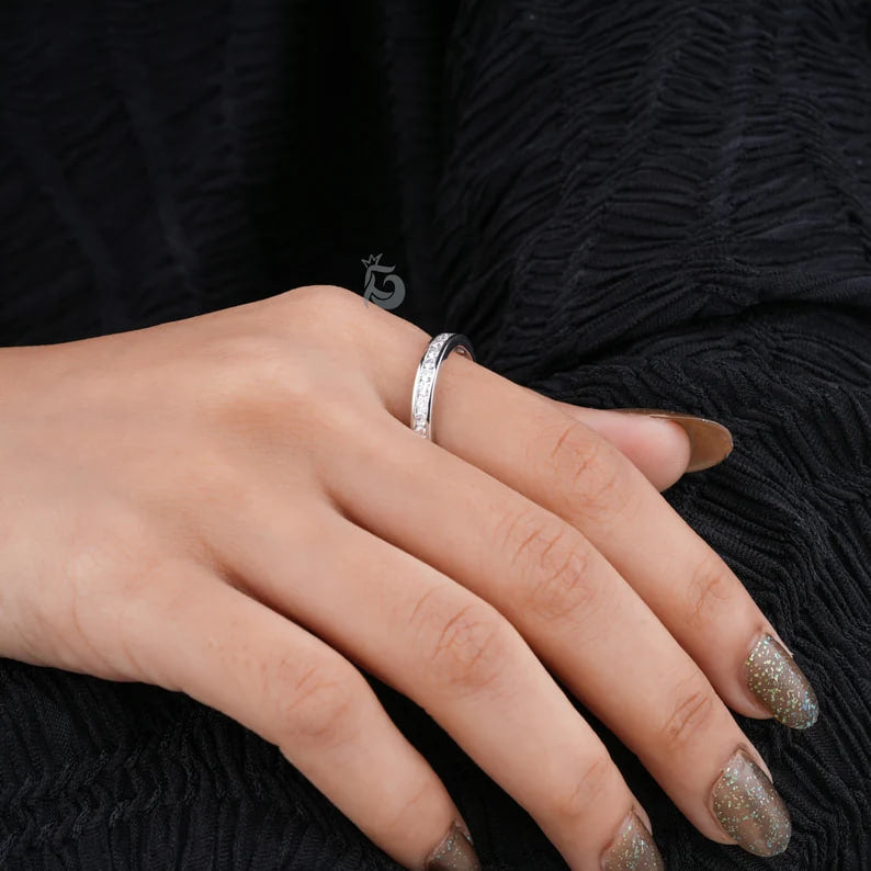 1.90MM Round Moissanite Full Eternity Band, Channel Set Wedding Ring
