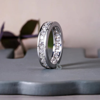 2.70MM Round Moissanite Channel Set Eternity Band – Full Eternity Comfort Fit Wedding Ring