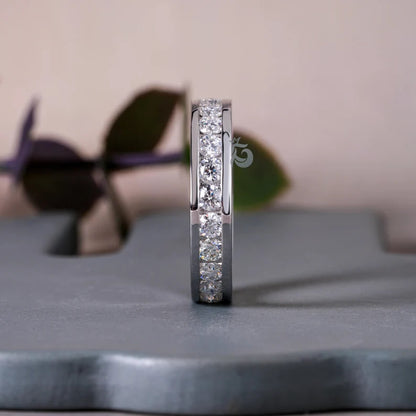 2.70MM Round Moissanite Channel Set Eternity Band – Full Eternity Comfort Fit Wedding Ring