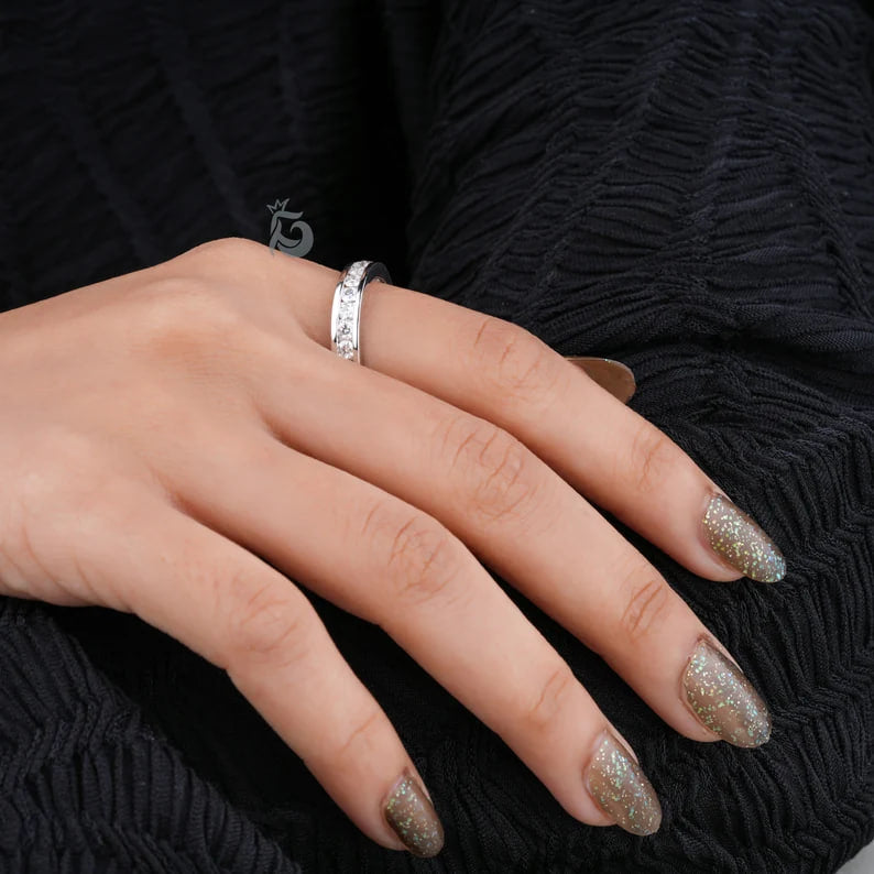 2.50MM Round Moissanite Full Eternity Band – 14K Gold Channel Set Wedding & Anniversary Ring