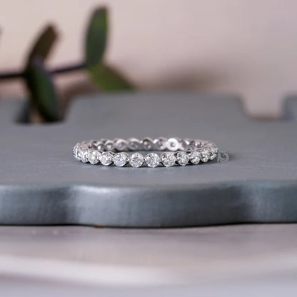 2.00MM Round Moissanite Eternity Band in 14K White Gold