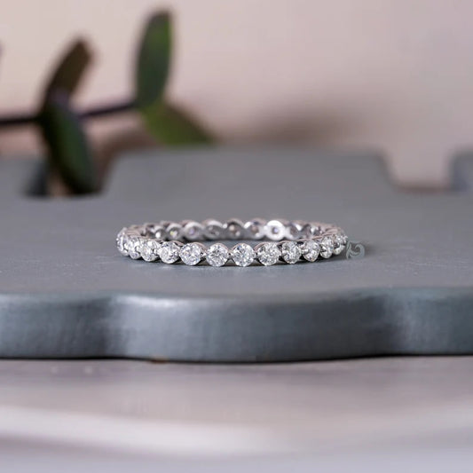 2.00MM Round Moissanite Eternity Band in 14K White Gold