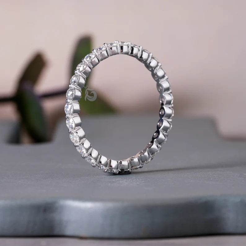 2.00MM Round Moissanite Eternity Band in 14K White Gold