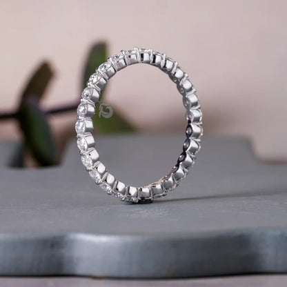 2.00MM Round Moissanite Eternity Band in 14K White Gold