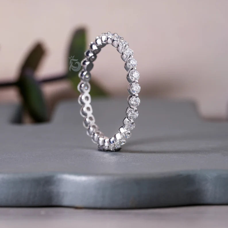 2.00MM Round Moissanite Eternity Band in 14K White Gold