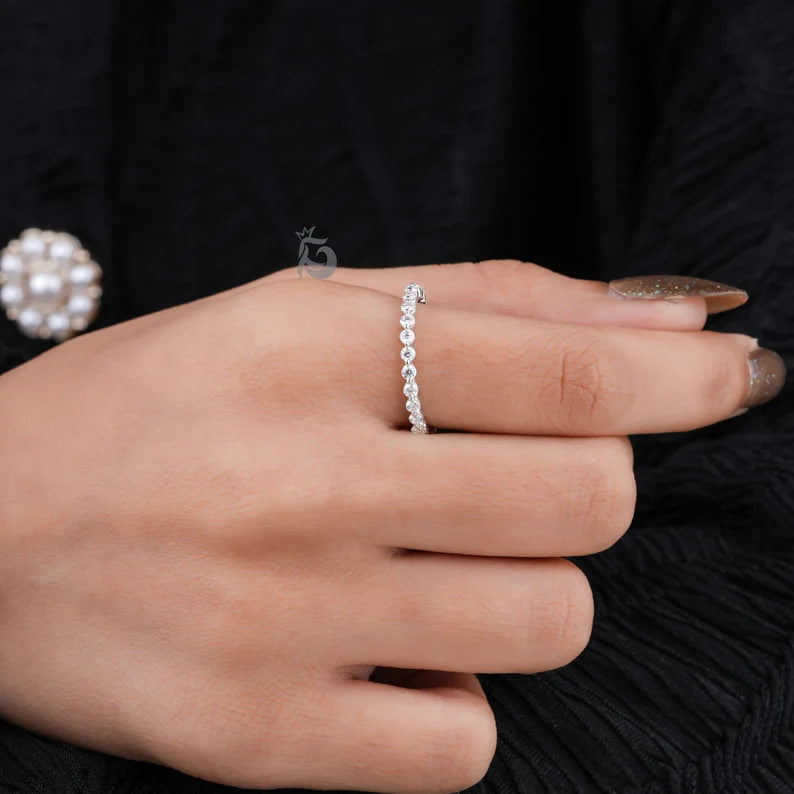 2.00MM Round Moissanite Eternity Band in 14K White Gold