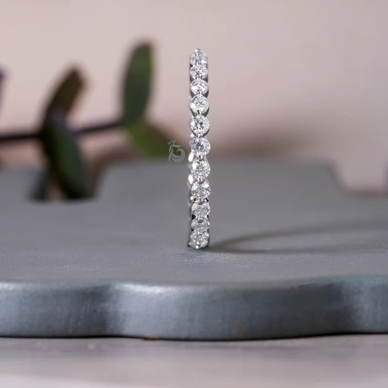 2.00MM Round Moissanite Eternity Band in 14K White Gold