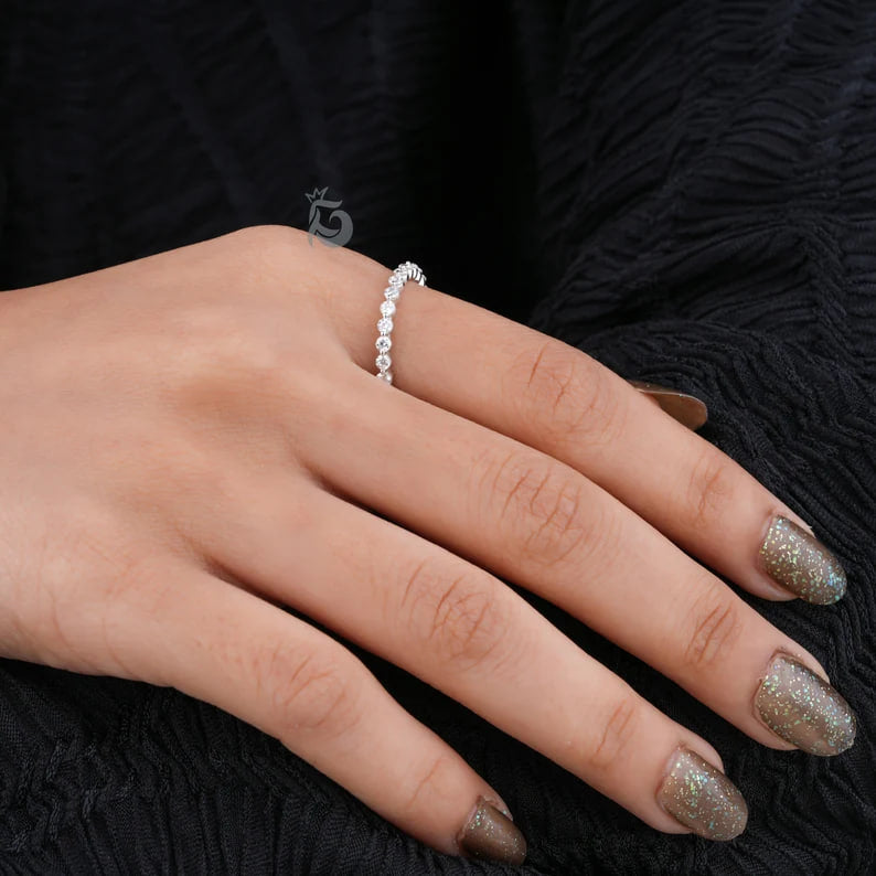2.00MM Round Moissanite Eternity Band in 14K White Gold