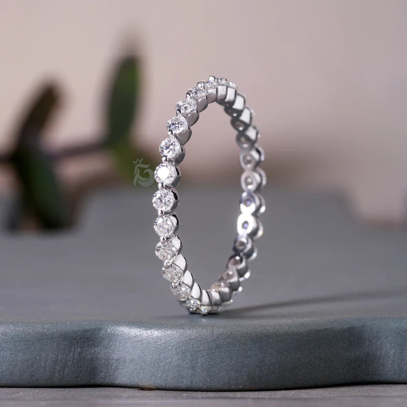 2.00MM Round Moissanite Eternity Band in 14K White Gold