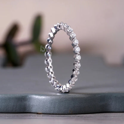1.9MM Round Moissanite single Prong Stacking Wedding Band