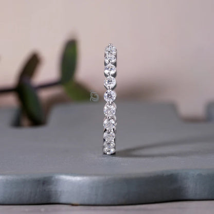 2.30MM Round Moissanite Floating Bubble Eternity Band in 14K White Gold