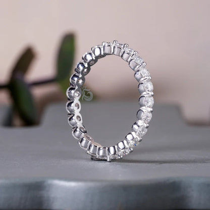2.30MM Round Moissanite Floating Bubble Eternity Band in 14K White Gold