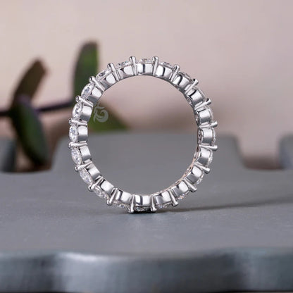 2.7MM Round Moissanite Eternity Band, 14K White Gold Floating Bubble Wedding Ring for Women