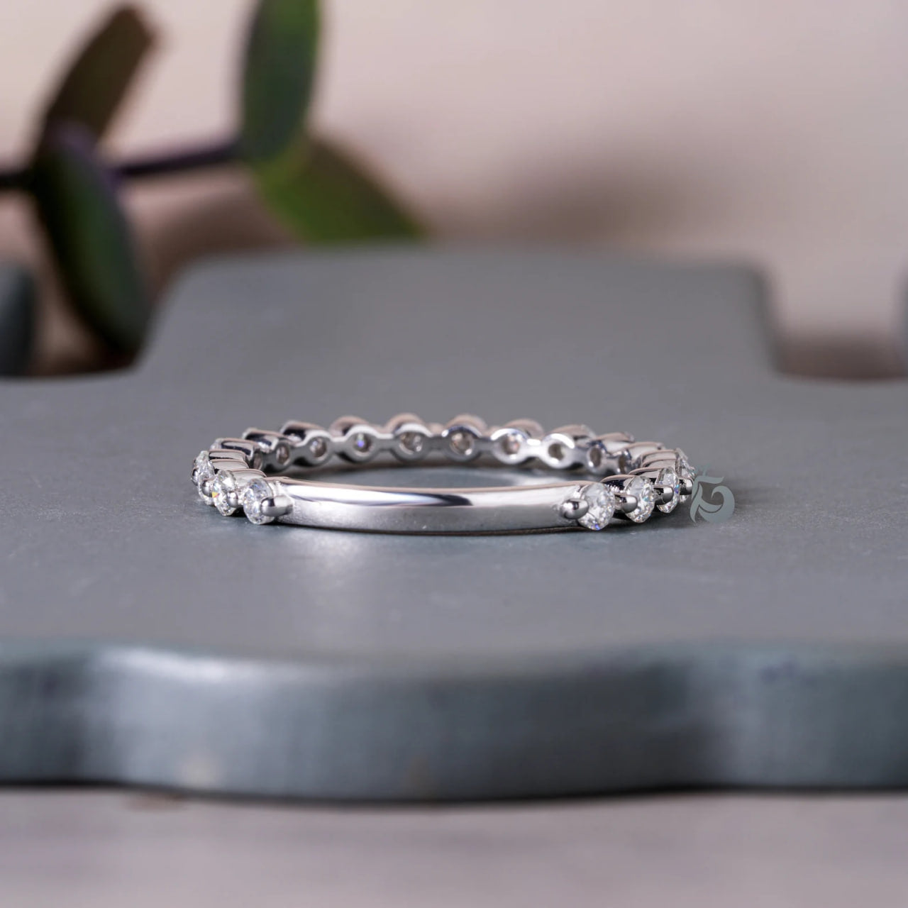 2MM Round Moissanite 3/4 Eternity Bubble Band, Stackable Floating Wedding Ring for Her
