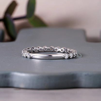 2MM Round Moissanite 3/4 Eternity Bubble Band, Stackable Floating Wedding Ring for Her