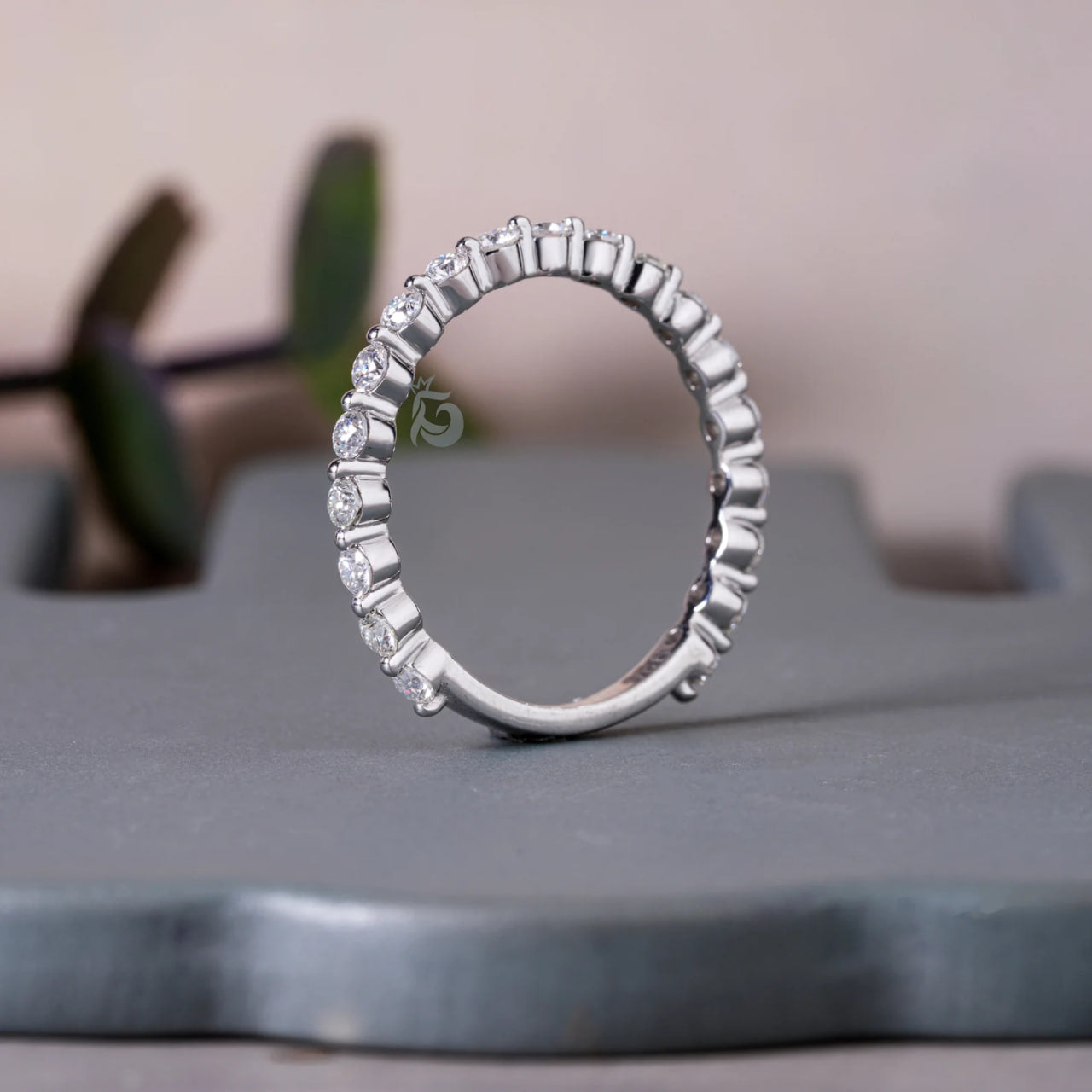 2MM Round Moissanite 3/4 Eternity Bubble Band, Stackable Floating Wedding Ring for Her