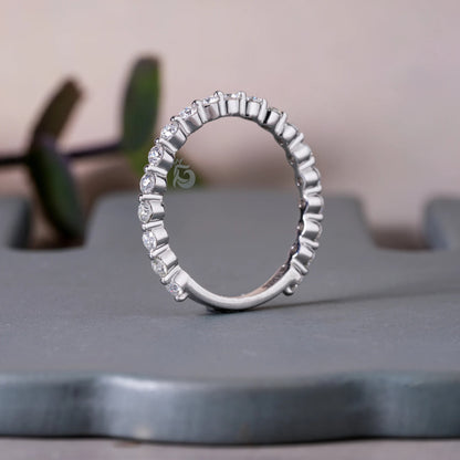 2MM Round Moissanite 3/4 Eternity Bubble Band, Stackable Floating Wedding Ring for Her