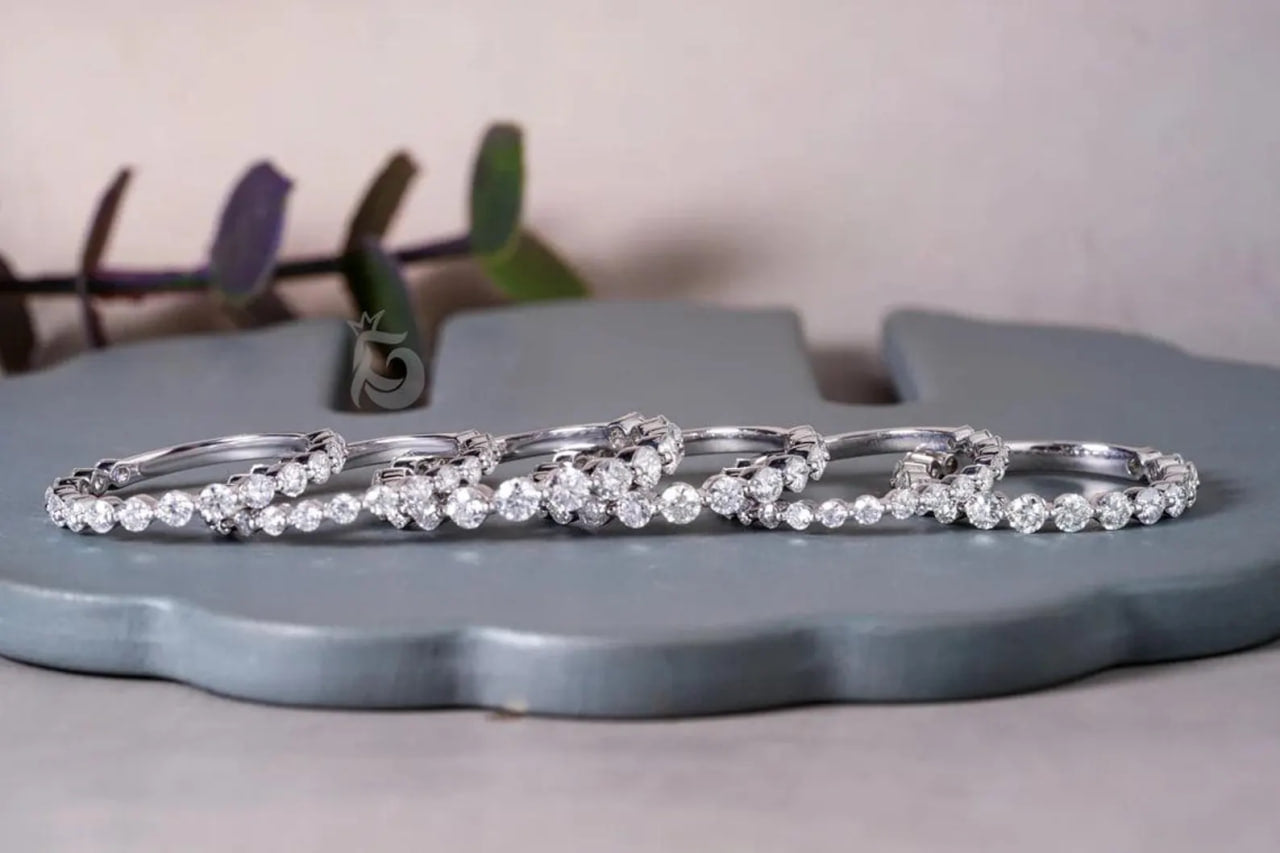 2MM Round Moissanite 3/4 Eternity Bubble Band, Stackable Floating Wedding Ring for Her