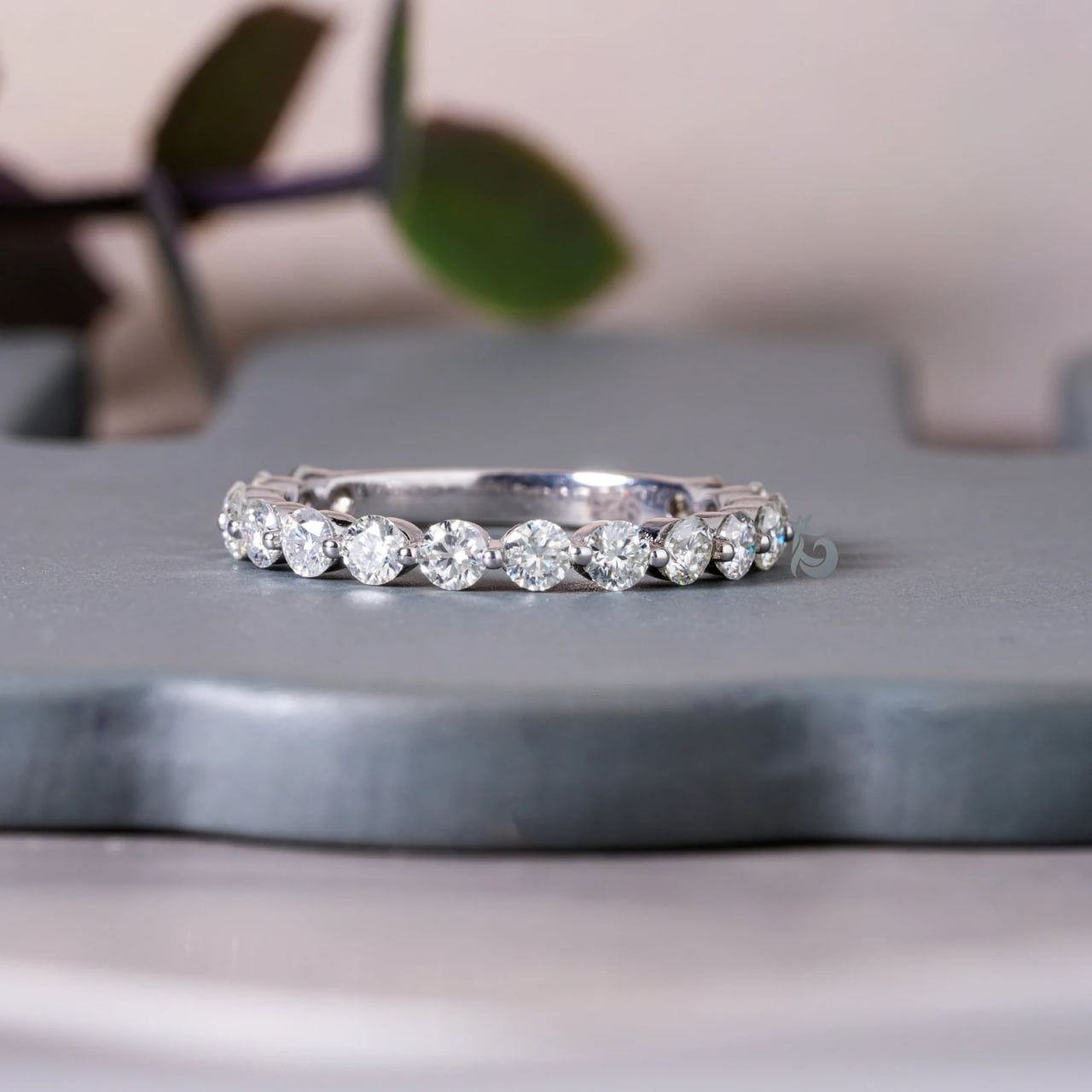 2.60 MM Round Cut Colorless Moissanite Wedding Band,14K Single Bubble Prong Anniversary Band,Promise Ring,Bridal Matching Band