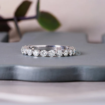 2.60 MM Round Cut Colorless Moissanite Wedding Band,14K Single Bubble Prong Anniversary Band,Promise Ring,Bridal Matching Band
