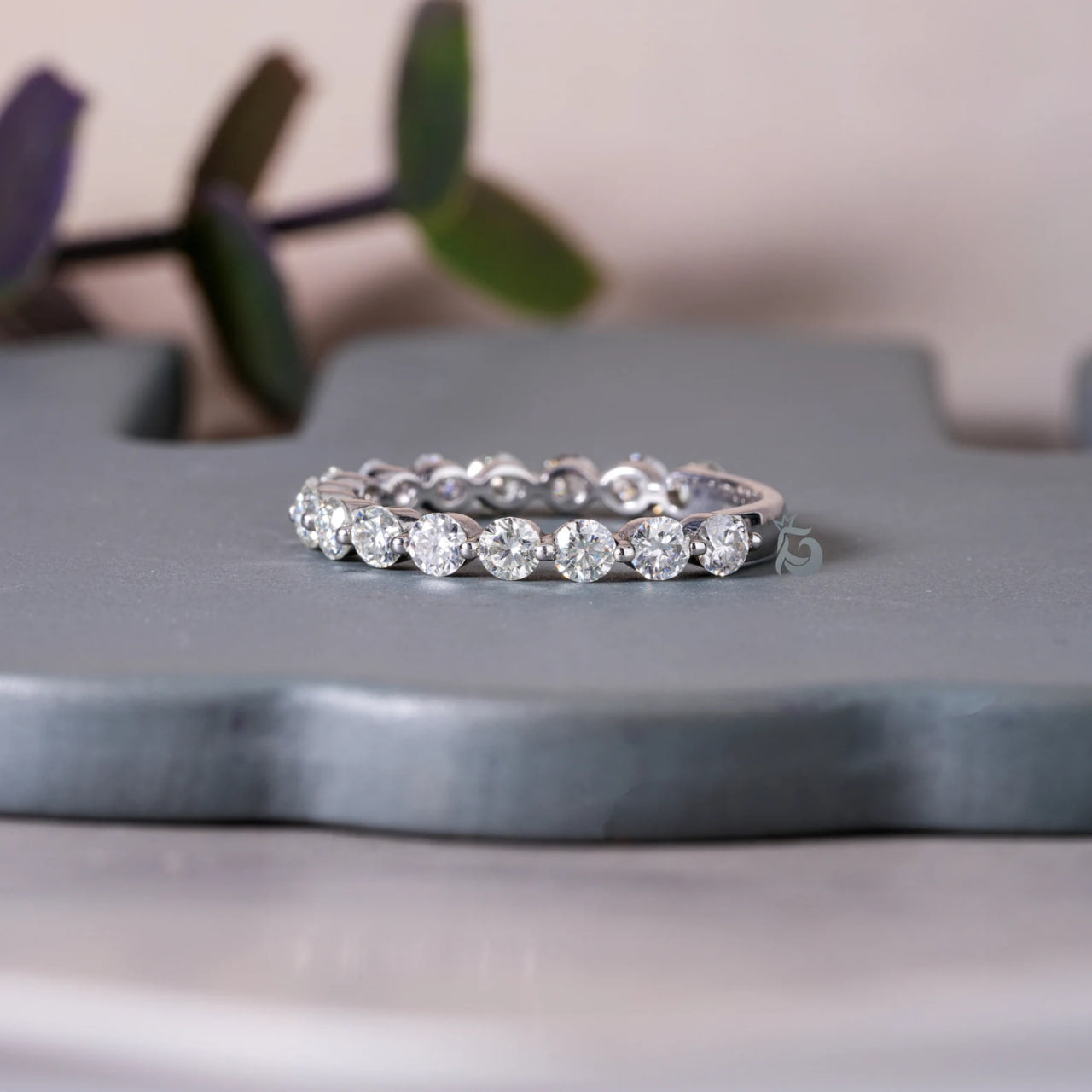 2.60 MM Round Cut Colorless Moissanite Wedding Band,14K Single Bubble Prong Anniversary Band,Promise Ring,Bridal Matching Band
