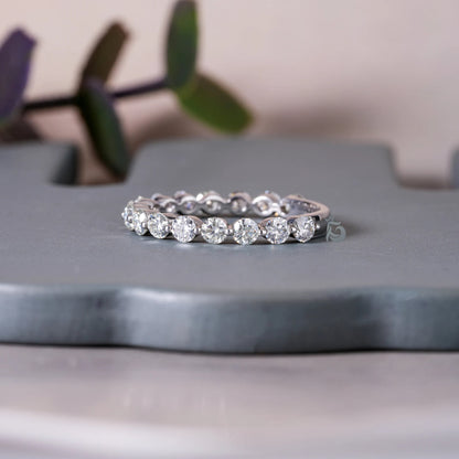 2.60 MM Round Cut Colorless Moissanite Wedding Band,14K Single Bubble Prong Anniversary Band,Promise Ring,Bridal Matching Band