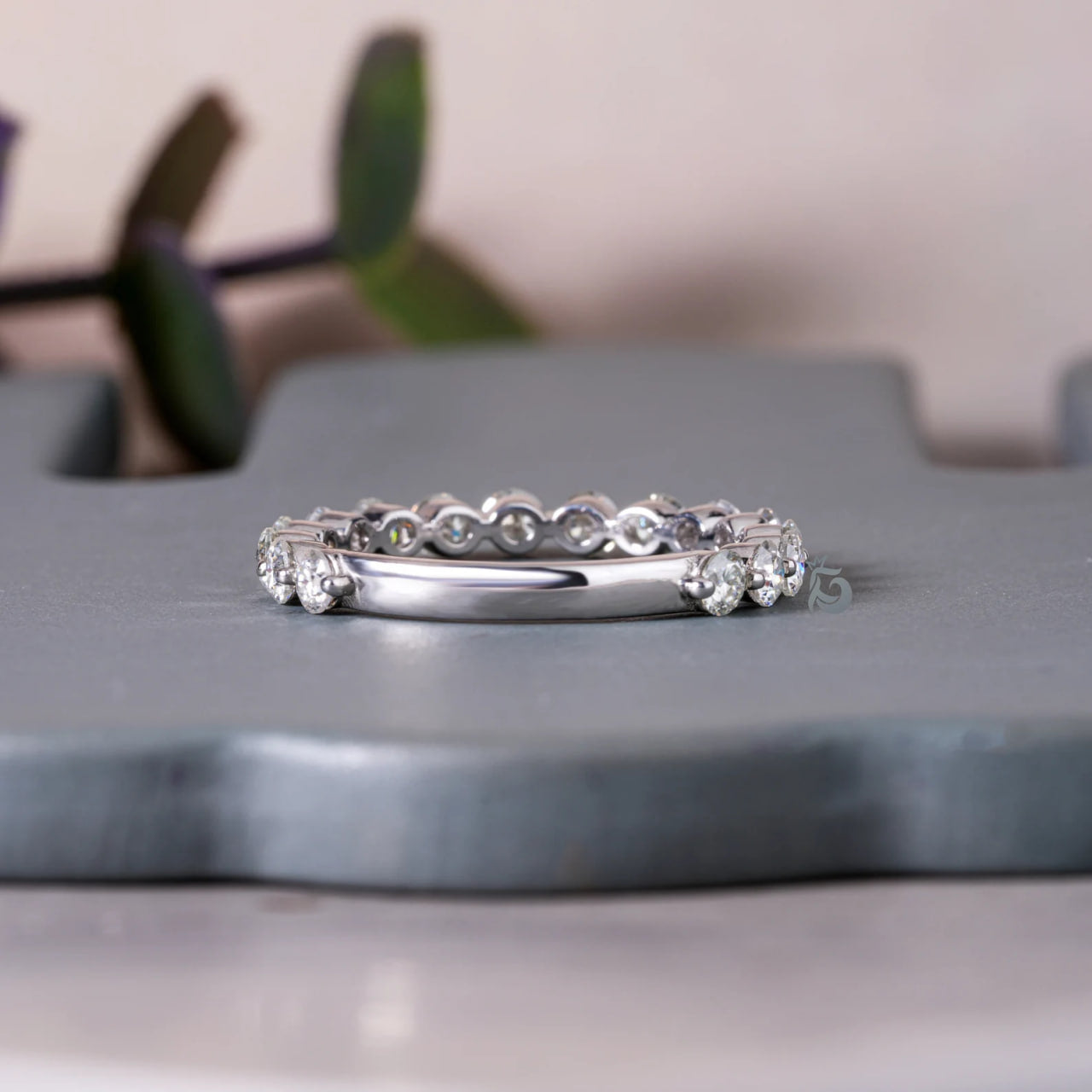 2.60 MM Round Cut Colorless Moissanite Wedding Band,14K Single Bubble Prong Anniversary Band,Promise Ring,Bridal Matching Band