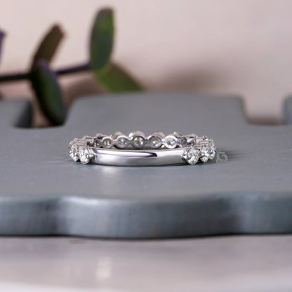2.60 MM Round Cut Colorless Moissanite Wedding Band,14K Single Bubble Prong Anniversary Band,Promise Ring,Bridal Matching Band