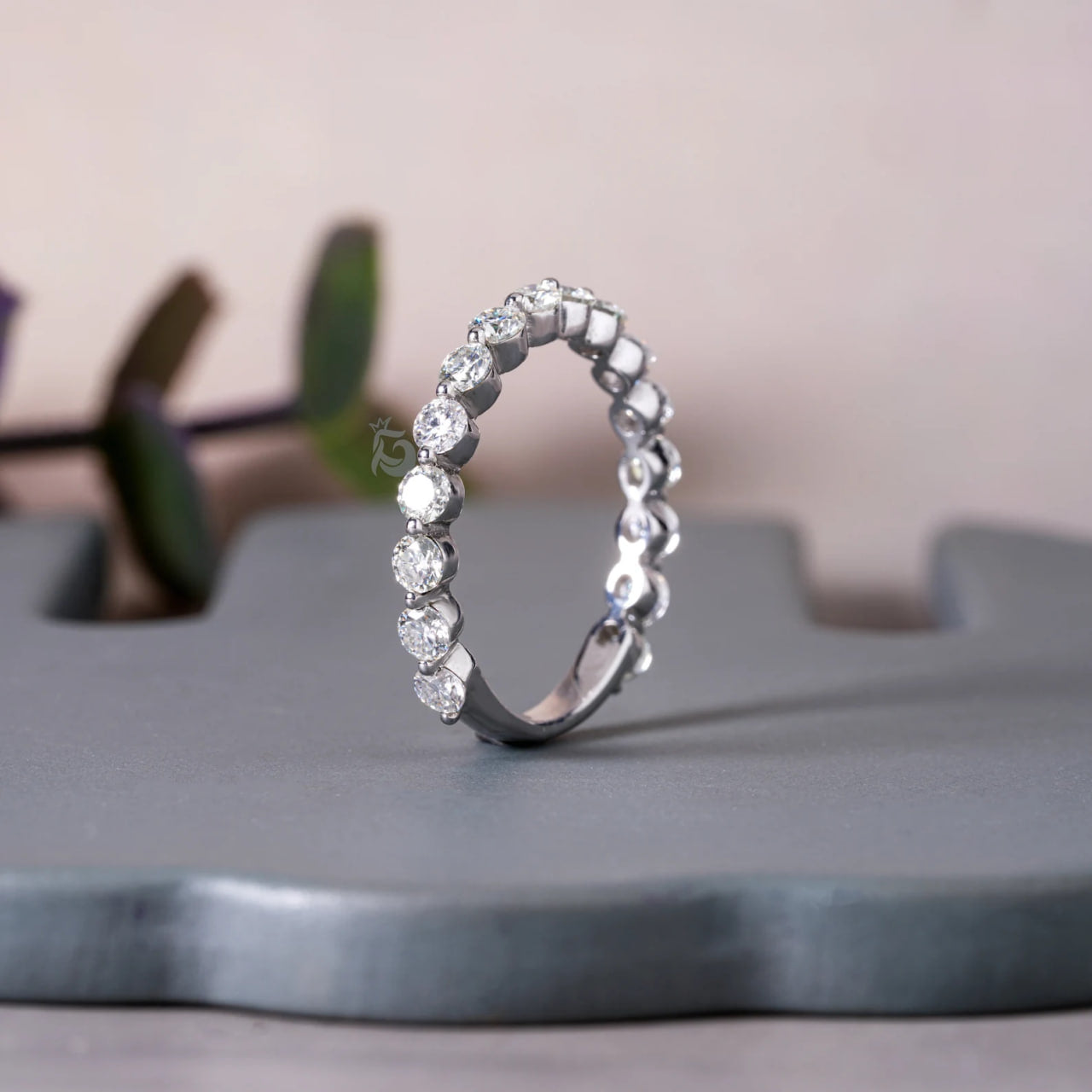2.60 MM Round Cut Colorless Moissanite Wedding Band,14K Single Bubble Prong Anniversary Band,Promise Ring,Bridal Matching Band