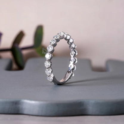 2.60 MM Round Cut Colorless Moissanite Wedding Band,14K Single Bubble Prong Anniversary Band,Promise Ring,Bridal Matching Band