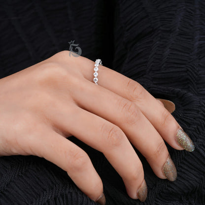 2.40MM Round Moissanite 3/4 Eternity Wedding Band, 10K Bubble Prong Stacking Ring for Her