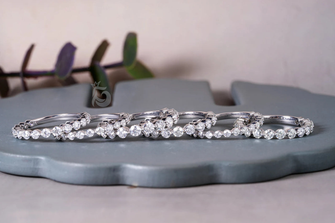 2.40MM Round Moissanite 3/4 Eternity Wedding Band, 10K Bubble Prong Stacking Ring for Her
