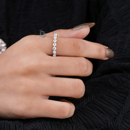 2.8MM Round Moissanite 3/4 Eternity Bubble Prong Band, 950 Platinum Minimalist Bridal Ring