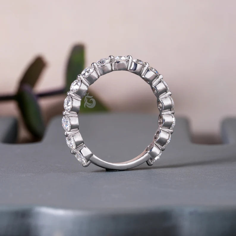 3MM Round Moissanite 3/4 Eternity Bubble Band, Single Prong Matching Band for Women