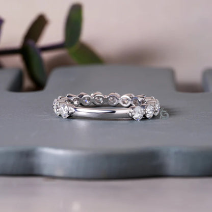 3MM Round Moissanite 3/4 Eternity Bubble Band, Single Prong Matching Band for Women