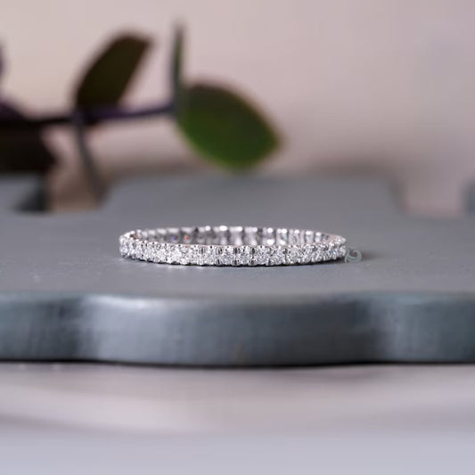 1.40MM Round Moissanite Full Eternity Band, Micro Pave Ring, Bridal Anniversary Ring