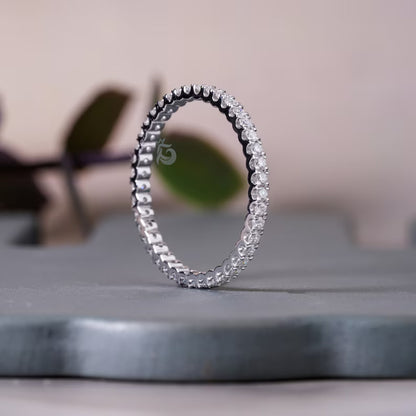 1.40MM Round Moissanite Full Eternity Band, Micro Pave Ring, Bridal Anniversary Ring