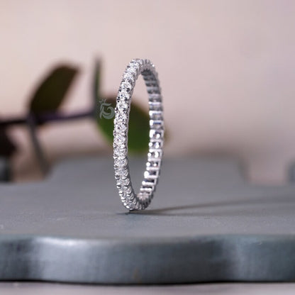 1.40MM Round Moissanite Full Eternity Band, Micro Pave Ring, Bridal Anniversary Ring